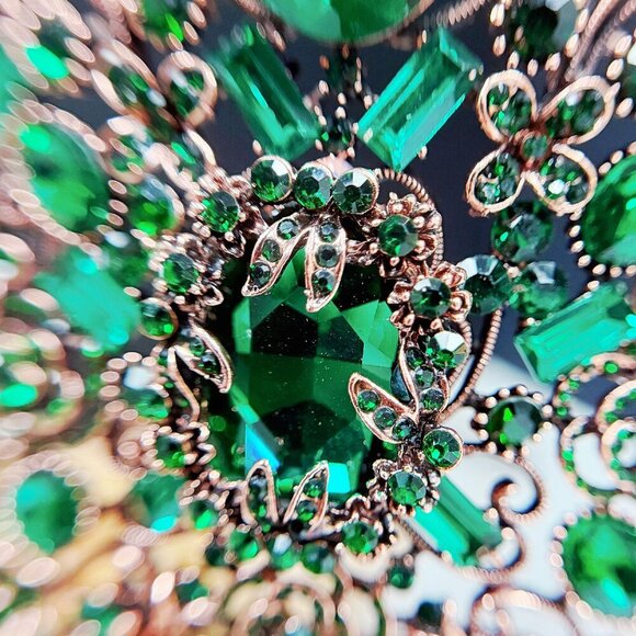 Vintage Handmade Crown, Emerald Crystal Crown, Victorian Tiara, Copper Crown main image 7